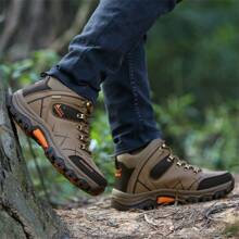 Men's Fashion Lace-Up Athletic Shoes, Comfortable PU Leather Outdoor Anti-Slip Men's Boots, Breathable Casual Shoes For Men, Hiking Shoes For Fall
