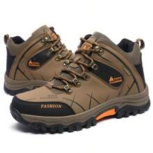 Men's Fashion Lace-Up Athletic Shoes, Comfortable PU Leather Outdoor Anti-Slip Men's Boots, Breathable Casual Shoes For Men, Hiking Shoes For Fall