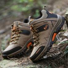 Men's Fashion Lace-Up Athletic Shoes, Comfortable PU Leather Outdoor Anti-Slip Men's Boots, Breathable Casual Shoes For Men, Hiking Shoes For Fall
