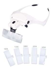 LENTES LUPA CON LUZ LED Y AUMENTO AJUSTABLE PESTAÑAS MICROBLADING MANUALIDADES - Blanco - Ver 2