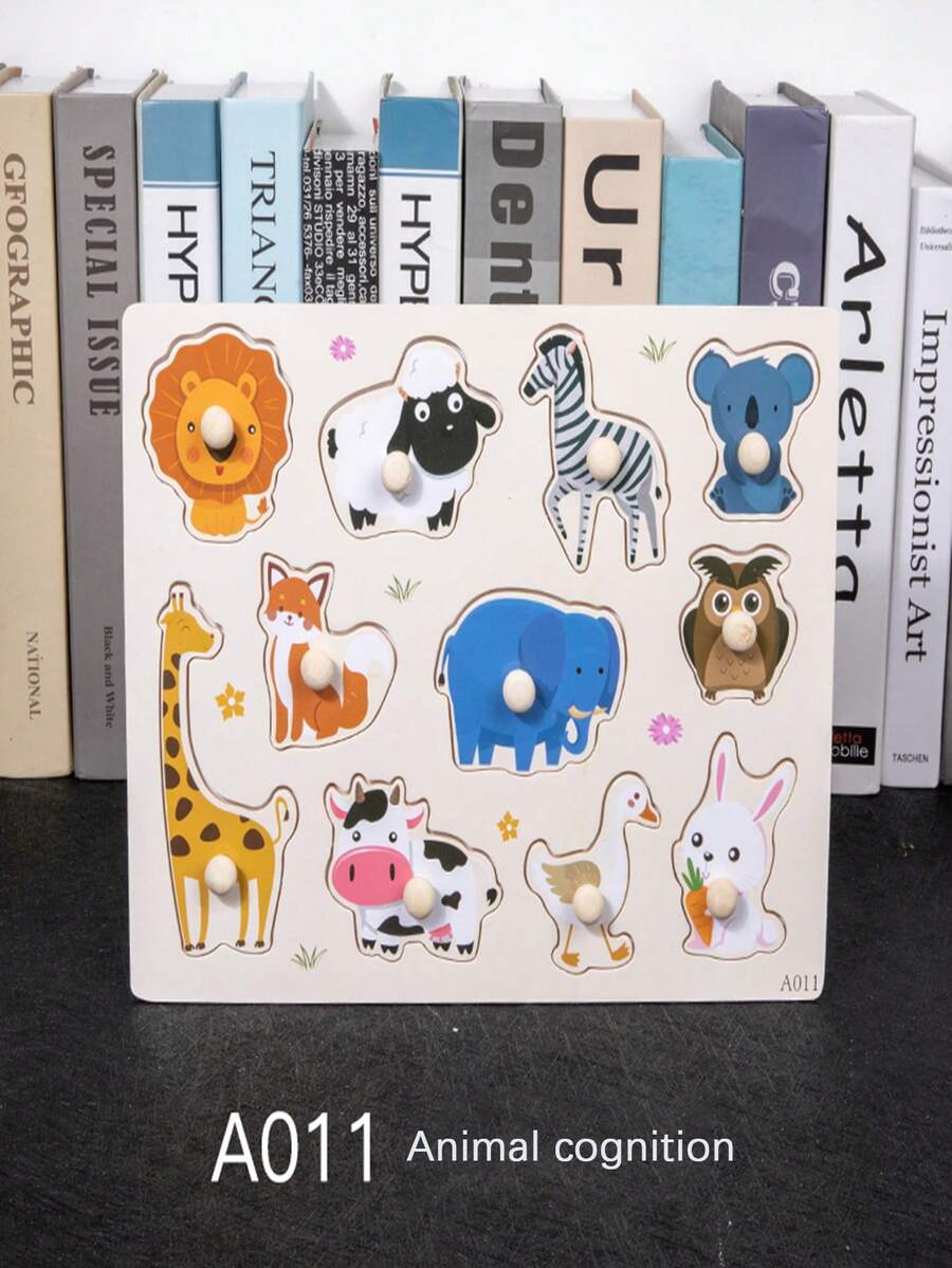 Wooden Grab Puzzle Board Game For Children, Baby Early Educational Toy For Brain Development, Match Learning - Multicolor - View 1