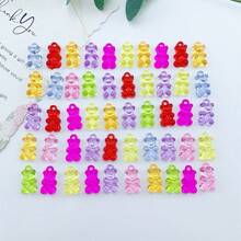 50颗亚克力迷你彩色小熊珠，颜色随机，适合制作珠宝 - 彩色 - 查看 6