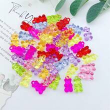 50颗亚克力迷你彩色小熊珠，颜色随机，适合制作珠宝 - 彩色 - 查看 7