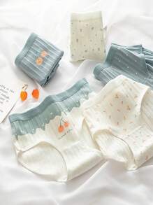 5入組女性內衣套裝性感三角內褲時尚柔軟的舒服的中腰無縫內褲 - 彩色 - 查看 1