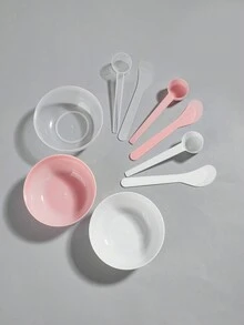 Diy面膜碗三件套,面膜工具塑料美容碗,面膜棒面膜匙水療面膜工具套裝 - 白色 - 查看 4
