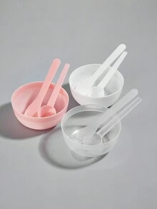 Diy面膜碗三件套,面膜工具塑料美容碗,面膜棒面膜匙水療面膜工具套裝 - 白色 - 查看 3
