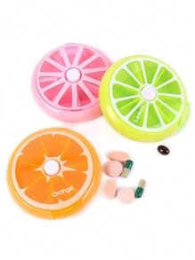 Portable Pill Box For Pocket: Weekly Pill Organizer, Vitamin Case And Small Pill Container Box With 7-day Am/pm - Orange - View 1