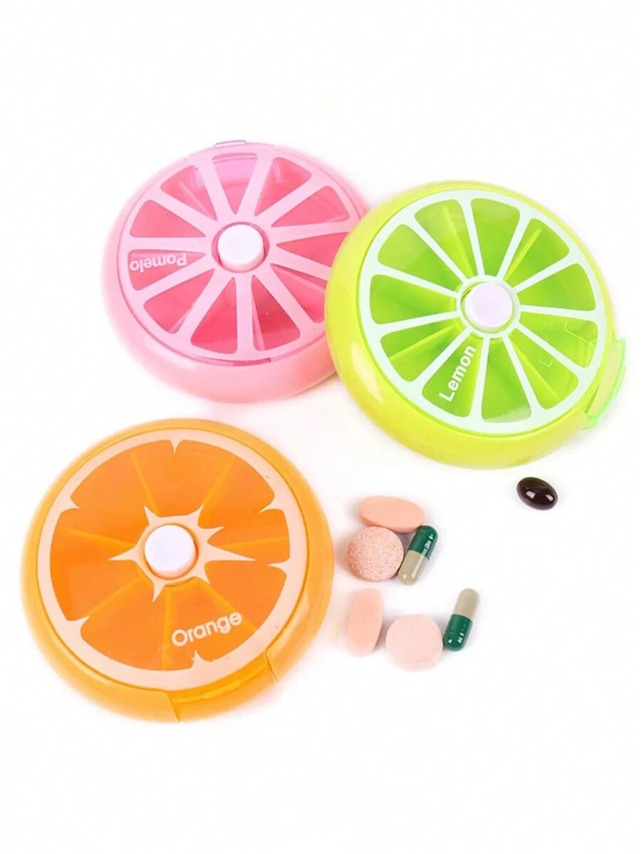 Portable Pill Box For Pocket: Weekly Pill Organizer, Vitamin Case And Small Pill Container Box With 7-day Am/pm - Orange - View 1