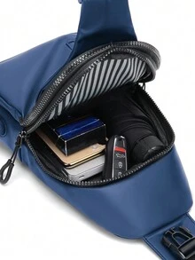 男士防水休閒胸包帶 USB 端口吊帶包胸包單肩包防水可調節肩帶度假必備品旅行度假遠足運動健身房通勤休閒純色聖誕禮物男士男朋友丈夫大學生青少年男士禮物