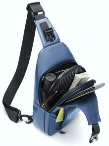 男士防水休閒胸包帶 USB 端口吊帶包胸包單肩包防水可調節肩帶度假必備品旅行度假遠足運動健身房通勤休閒純色聖誕禮物男士男朋友丈夫大學生青少年男士禮物