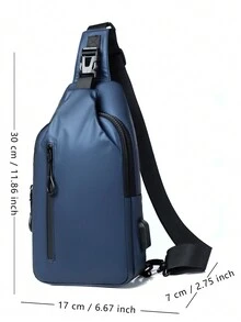 男士防水休閒胸包帶 USB 端口吊帶包胸包單肩包防水可調節肩帶度假必備品旅行度假遠足運動健身房通勤休閒純色聖誕禮物男士男朋友丈夫大學生青少年男士禮物