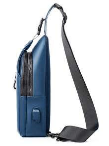 男士防水休閒胸包帶 USB 端口吊帶包胸包單肩包防水可調節肩帶度假必備品旅行度假遠足運動健身房通勤休閒純色聖誕禮物男士男朋友丈夫大學生青少年男士禮物