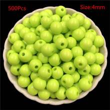 500pcs/pack 4mm Acrylic Solid Color Beads, Candy-colored, With Straight Holes For Diy Beading - 500pcs/4mm - View 5