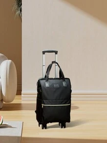 Large-capacity Portable Travel Boarding Case, Lightweight Travel Storage Bag With Wheels,Expended Foldable Wheeled Duffle backpack, Portable Luggage Trolley backpack, Carry On Travel Backpack, Large Capacity Duffle Trolley Backpack, Travel Storage Rolling Backpack,Suitcase With Wheels Rolling Backpack Travel Storage Backpack For Airplane Train For Women Girl Student School College Dorm Essentials Travel Essentials - Black - View 4