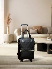 Large-capacity Portable Travel Boarding Case, Lightweight Travel Storage Bag With Wheels,Expended Foldable Wheeled Duffle backpack, Portable Luggage Trolley backpack, Carry On Travel Backpack, Large Capacity Duffle Trolley Backpack, Travel Storage Rolling Backpack,Suitcase With Wheels Rolling Backpack Travel Storage Backpack For Airplane Train For Women Girl Student School College Dorm Essentials Travel Essentials - Black - View 6