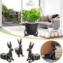 3 件兔子雕像，适用于家居装饰动物雕像花盆底座装饰装饰树脂可爱工艺礼品家居装饰配件适用于客厅卧室花园，1.38*0.79*1.57 英寸。,园艺工具，园艺工具 - 深灰色 - 查看 5