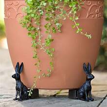 3 件兔子雕像，适用于家居装饰动物雕像花盆底座装饰装饰树脂可爱工艺礼品家居装饰配件适用于客厅卧室花园，1.38*0.79*1.57 英寸。,园艺工具，园艺工具 - 深灰色 - 查看 2