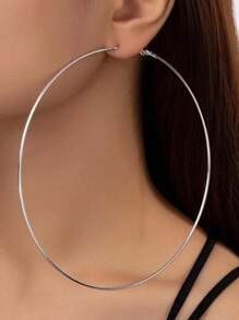1 pair of women's alloy exaggerated oversized earrings - Silver - View 4