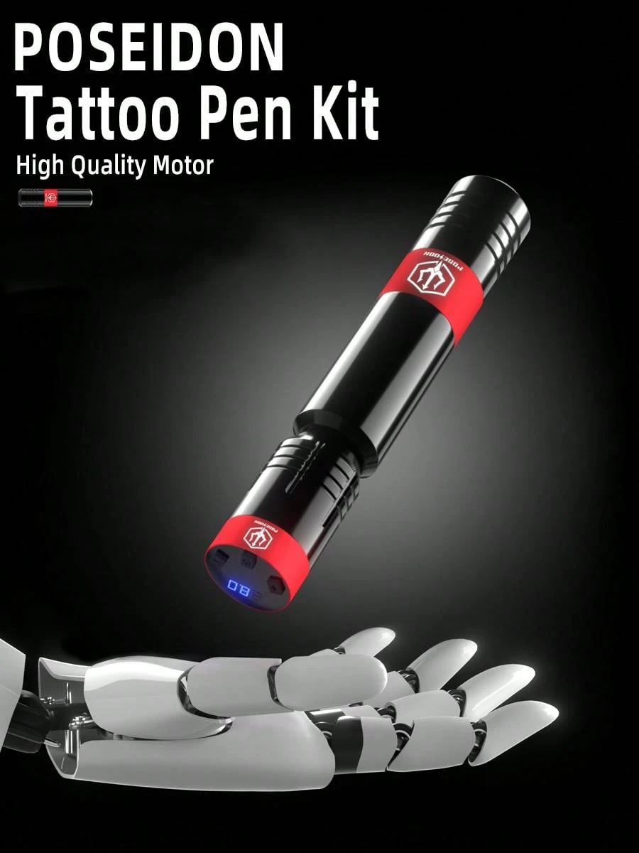 POSEIDON TattooSet, POSEIDON Rotary Tattoo Pen Kit für Anfänger, kabelloses TattooMaschinen
