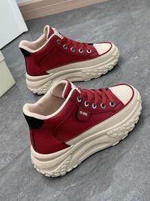 Women's Casual Sports Shoes, Flat Sneakers, Athletic Road Running Shoes - Burgundy - View 7