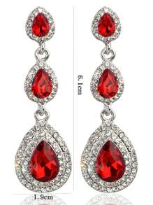 1 Paire De Boucles D'oreilles Décoratives En Pierres Précieuses Émeraude Rouge, Grandes Boucles D'oreilles Pendantes En Cristal En Forme De Goutte D'eau Pour Les Femmes, Les Filles, Les Mariées, Les Demoiselles D'honneur, Les Mariages, Les Fêtes, Les Bals, Les Bijoux De Costumes