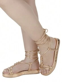 Women Flat Sandals - 乾枯玫瑰色 - 查看 4