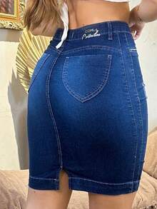Women Denim Skirts - Blue - View 3