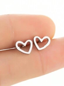Aomogo 1對不銹鋼浪漫愛心形耳釘,時尚女性首飾,適用於婚禮紀念日禮物