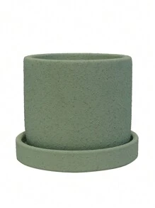 1組創意彩色小水泥花盆帶碟小綠植 - 薄荷綠 - 查看 1