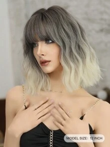 Sợi tổng hợp Ngắn Dợn sóng Xám Tóc giả Tóc mái Ash Bóng Ánh sáng Vàng Tóc giả Đối với phụ nữ Hóa trang Hằng ngày Buổi tiệc Sử dụng Halloween Trang phục Giáng sinh Chống nóng Tóc giả 12 - Xem 2