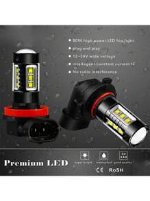 GLANBERT 2 件全新设计汽车 LED 雾灯 H4 H7 H1 灯 80W 6000K 白色汽车灯泡 H11 H3 9005 9006 汽车灯 - 白色 - 查看 4