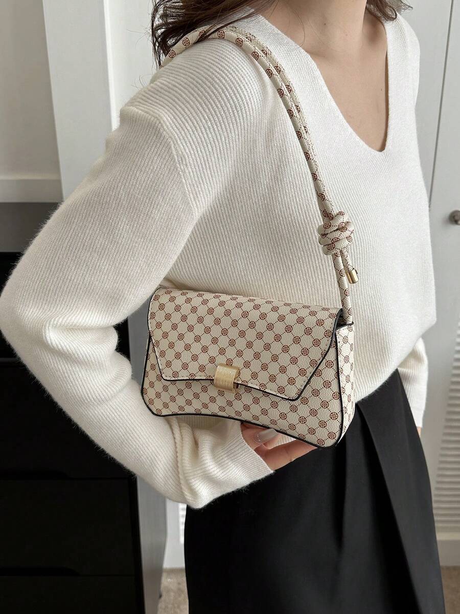 時尚純色復古長棍袋設計簡約腋下女士肩袋 - 彩色 - 查看 1