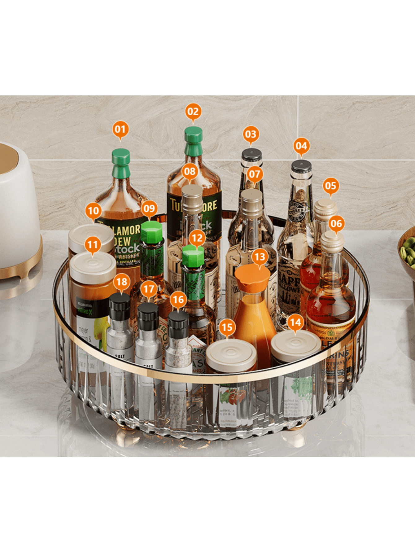 Rotating Storage Rack For Luxurious Kitchens, Transparent Spice Jar ...