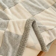 1 Miếng Chăn Với Tối giản Sọc & Lưới & Khối màu Mẫu , Tính hai mặt , Dày & Ấm áp , Đối với Phòng ngủ - Xám - Xem 8