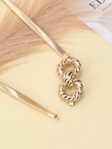 女士金色旋轉環彈性腰帶,時尚百搭腰帶 - 金色 - 查看 4