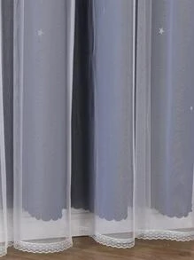 1入組星型小孔窗簾,適用於客廳和臥室,黑暗房間遮光窗簾,節慶裝飾,可愛公主風格獨特窗簾 - 藏蓝色 - 查看 6