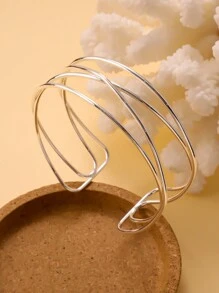 1 Pieza Brazalete De Metal Con Diseño De Líneas Entrecruzadas Para El Brazo De Moda