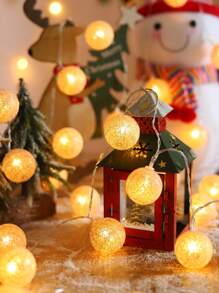 1pc 1.5/3M Champagne Colored Thread Ball Decorative Light String, Indoor, Room, Bedroom Wall Decorative Light String, Christmas Tree Decorative Light String, Christmas Desktop Decor Light, Battery Power Supply, Suitable As A Gift For Friends