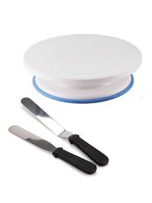 1套蛋糕裝飾工具套裝,包括轉盤、斜角蛋糕鏟、糖霜整平器、烘焙工具、杯子蛋糕裝飾用品、展示架、派對配飾 - 蛋糕轉盤3件組 - 查看 6