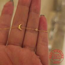 1入款925鍍14k金個性化月亮和星星手鍊,適合女性日常穿戴