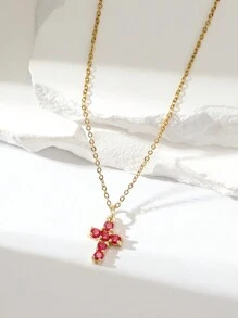 Hihho 1 buc. Colier în formă de cruce în stil de lux pentru femei/bărbați, cadou perfect și accesorii pentru purtarea zilnică, hip hop sau stil american - Multicolor - Vizualizare 17