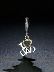 1個diy '我愛爸爸'吊墜珠,女士珠寶,適用於女性的s925純銀浪漫精美珠寶製作,可製作手鍊和項鍊,適用於日常和節日禮物