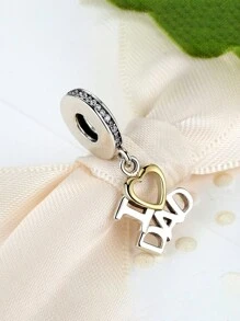 1個diy '我愛爸爸'吊墜珠,女士珠寶,適用於女性的s925純銀浪漫精美珠寶製作,可製作手鍊和項鍊,適用於日常和節日禮物