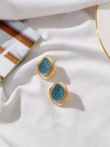 1 对精美景泰蓝风格滴釉不对称耳环，珍珠粉红和撞色 - 彩色 - 查看 5