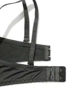 1pc Women's Black Lace Edge Thick Padded Bra With Side Support For Push Up And Ridding Of Underarm Fat, Lingerie - Black - View 5