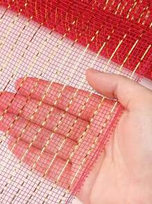 1pc Christmas Wedding Tulle Ribbon With Gold Wire Edge For Party Decoration, Xmas Tree Decor - View 4