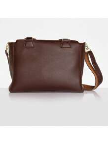 Conjunto de Bolsa Feminina Tote Média com Alça Transversal Removível Conjunto com Carteira Feminina Envelope Versátil - Marrom - Visão 5