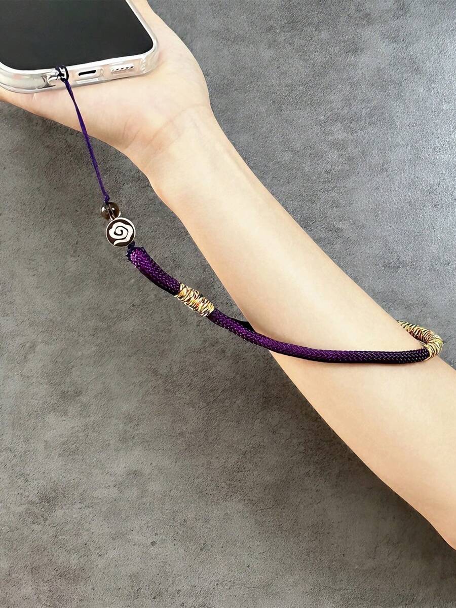 1 件實心編織時尚手機掛繩、男士、女士、青少年腕帶；與大多數智慧型手機相容。生日和聖誕節送給朋友的理想禮物 - 紫色 - 查看 1