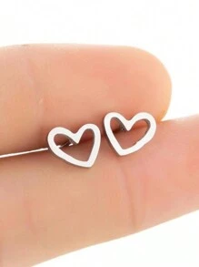 Aomogo 1對不銹鋼浪漫愛心形耳釘,時尚女性首飾,適用於婚禮紀念日禮物