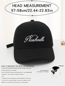 1 Pieza Gorra De Béisbol Bordada Unisex Adecuada Para Uso Diario - Negro - Ver 5